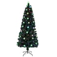 thumbnail image 1 of QXDRAGON Pre-Lit Fiber Optic Artificial Christmas Tree, with Multicolor Led Lights and Snowflakes (Green,7FT), 1 of 10