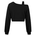 thumbnail image 6 of Womens Crop Sweatshirts Long Sleeve Cold Shoulder Pullover Loose Solid Color Workout Casual Strappy Tops (XL, Black), 6 of 7