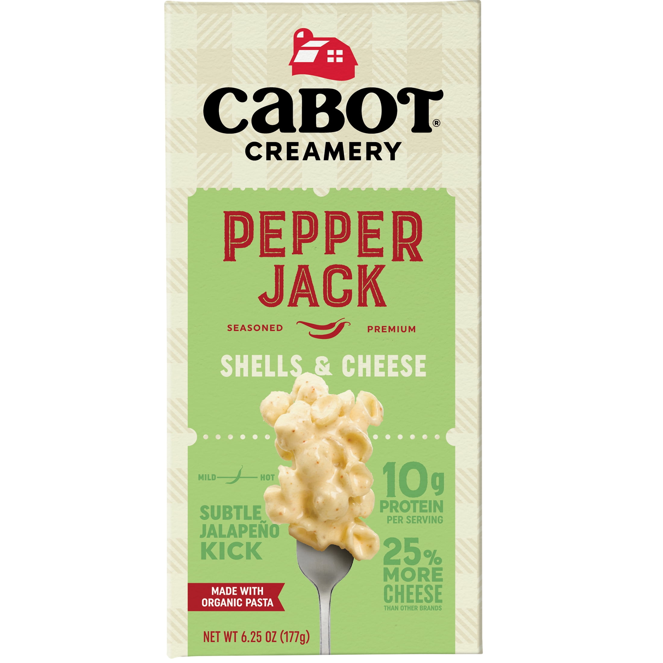 (12 pack) Cabot Pepper Jack Macaroni & Cheese Shells with Organic Pasta, 6.25 oz Box, Shelf-Stable