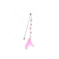 thumbnail image 1 of 1pc Pink & White Pom Pom Feather Teaser Wand For Cat Interactive Play, 1 of 5