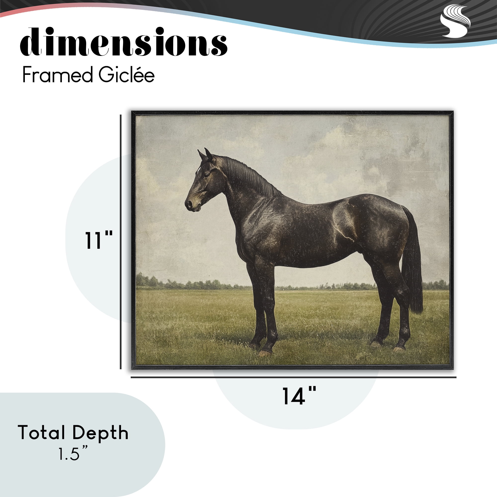 Stupell Industries Espresso Horse in Pastoral Field Black Framed Giclee Art, design by Petal Prints Design