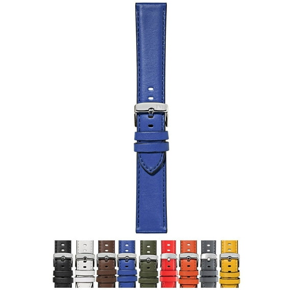 Morellato Croquet (Ec) Genuine Leather Watch Strap - Bright Blue - 24mm - Chrome-plated Stainless Steel Buckle - EASY CLICK Collection