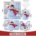 thumbnail image 4 of White Winter Cute Snowman Shower Curtain Set with Rugs,Snowman Couples in Forest Bathroom Set with Shower Curtains with Hooks, Waterproof Fabric Christmas Bathroom Decorations Shower Curtain Set, 4 of 6