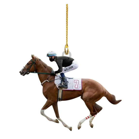 Acrylic Christmas Ornament Horse-riding Ornament 2d Flat Acrylic Horse Pendant Christmas Tree Backpack Hanging Decoration Gift for Horse Lovers