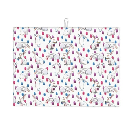 

Adobk Rabbit Eating Dish Drying Mat for Kitchen Counter Absorbent Microfiber Drying Pad Reusable Washable Large 18 x24