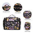 thumbnail image 4 of Large Hanging Travel Toiletry Bag Dopp Kit with Hook Cosmetic Makeup Organizer with Brush Holder Water-Resistant Bathroom for Women Men, Black Flower, 4 of 8