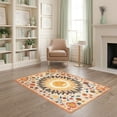 thumbnail image 2 of ODIKA 4'x6' Ultra-Soft Area Rug, Boho Hallway Retro Distressed Border Hallways Flower Vine Mirrored None Washable, Bare feet friendly, Silk-Touch for Bedroom Home office, 2 of 7