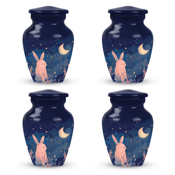 Starry Night Rabbit Keepsake Urns For Human Ashes Set Of 4 - Small Keepsake Urns For Human Ashes - Urns For Ashes Adult Male - Ash Holders For Human Ashes (Size-3inch,4Pcs)