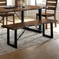thumbnail image 5 of Bowery Hill Wood Striking Geometric Legs Dining Bench in Walnut, 5 of 5