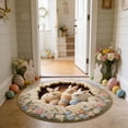 thumbnail image 4 of Weloille Easter Bunny Egg Round Shaggy Rug, Skin Friendly Soft 3D Visual Anti-Slip Washable Fluffy Carpet, Decorative Round Rugs for Living Room Sofa Bedroom Home Decor, 4 of 6