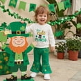 thumbnail image 2 of Toddler Kids Girls 2 Piece Outfits SetsSt. Day Outfit Ribbed Long Sleeve Hoodie With Letter Print And Flared Pants Two Piece Fall Tracksuit 12-18 Months, 2 of 5
