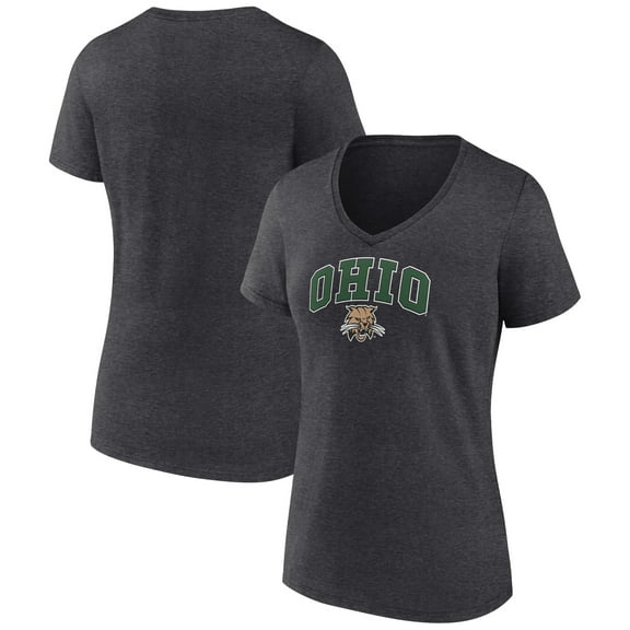 Women's Charcoal Ohio Bobcats Campus V-Neck T-Shirt