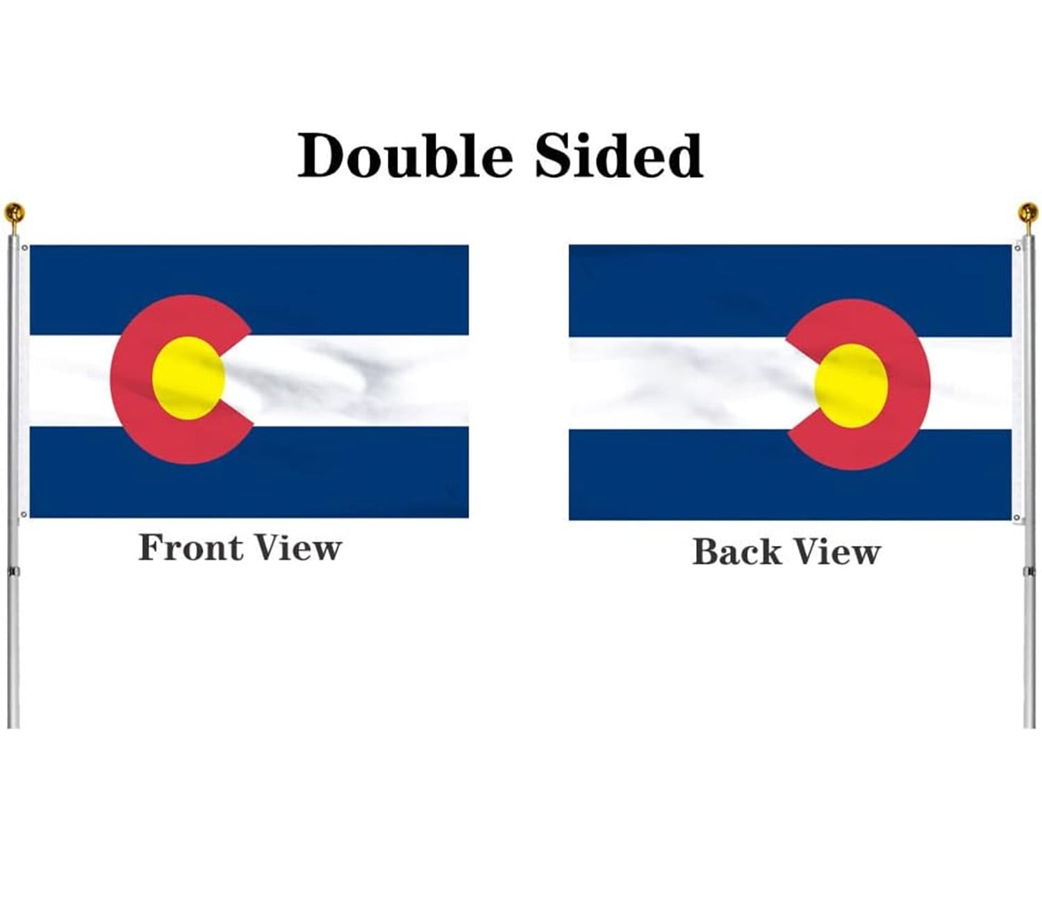 Colorado State Flag 3x5 Ft Double Sided US State Colorado Flag American States of Colorado Flags with 2 Brass Grommets Design Polyester Flags Decor for Indoor Outdoor