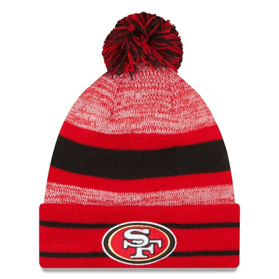 Men's New Era Scarlet San Francisco 49ers Team Logo Cuffed Knit Hat with Pom