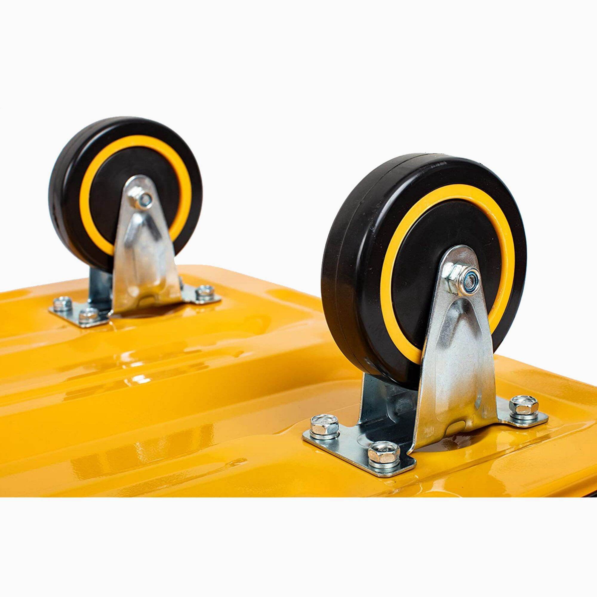 Dolly, 660 lbs. Capacity Platform Truck Hand Flatbed Cart Dolly Folding Moving Push Heavy Duty Rolling Cart in Yellow, Yellow Hand Truck,Steel Furniture Dolly