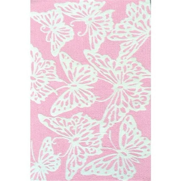 The Rug Market 71190B 2.8 x 4.8 in. Multi Butterfly Area Rug - Pink & White