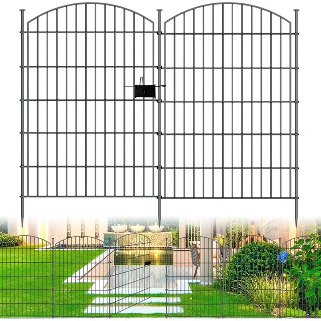 Panels Garden Fence Dog Fence Outdoor For Yard in H x .ft L Rustproof Metal Fencing with Ground Stakes | No Dig Animal Proof Containment for Pets/Rabbits | Durable Patio Security