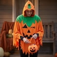 thumbnail image 3 of Unisex Pumpkin Costume Poncho, Novelty Felt Halloween Cape with Pumpkin Headband and Treat Bucket for Gift, B, One Size, 3 of 5