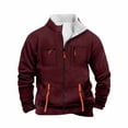 thumbnail image 4 of Men Hoodies Casual Hoodies for Men with No Hood Full Zip Sweatshirt Color: Brick Red Size: XXXL, 4 of 5