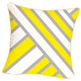 thumbnail image 1 of Funda de almohada decorativa geométrica contemporánea gris, amarilla y negra, cuadrada, de 45 x 45 cm. Tiras diagonales, 1 of 8