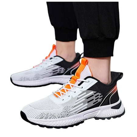 

Chnzic Men Sports Shoes Fashionable Pattern Color Blocking Mesh Fabric Breathable Comfortable Non Lace Up Casual Shoes