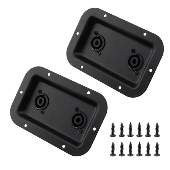 T Tulead Placa Jack para altavoz, placas dobles Speakon de audio, hierro, 5,35 "x 3,5", paquete de 2 con tornillos de montaje