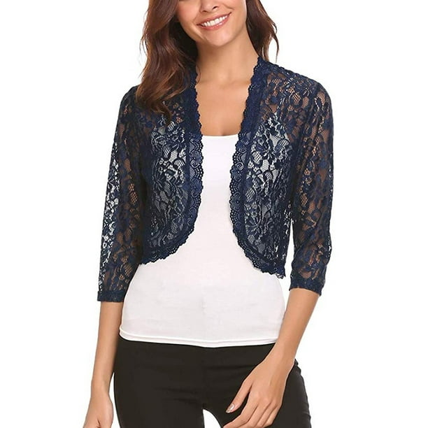 dichtbij slaaf doorboren Women's Half Sleeve Lace Crochet Bolero Cardigan Tops - Walmart.com