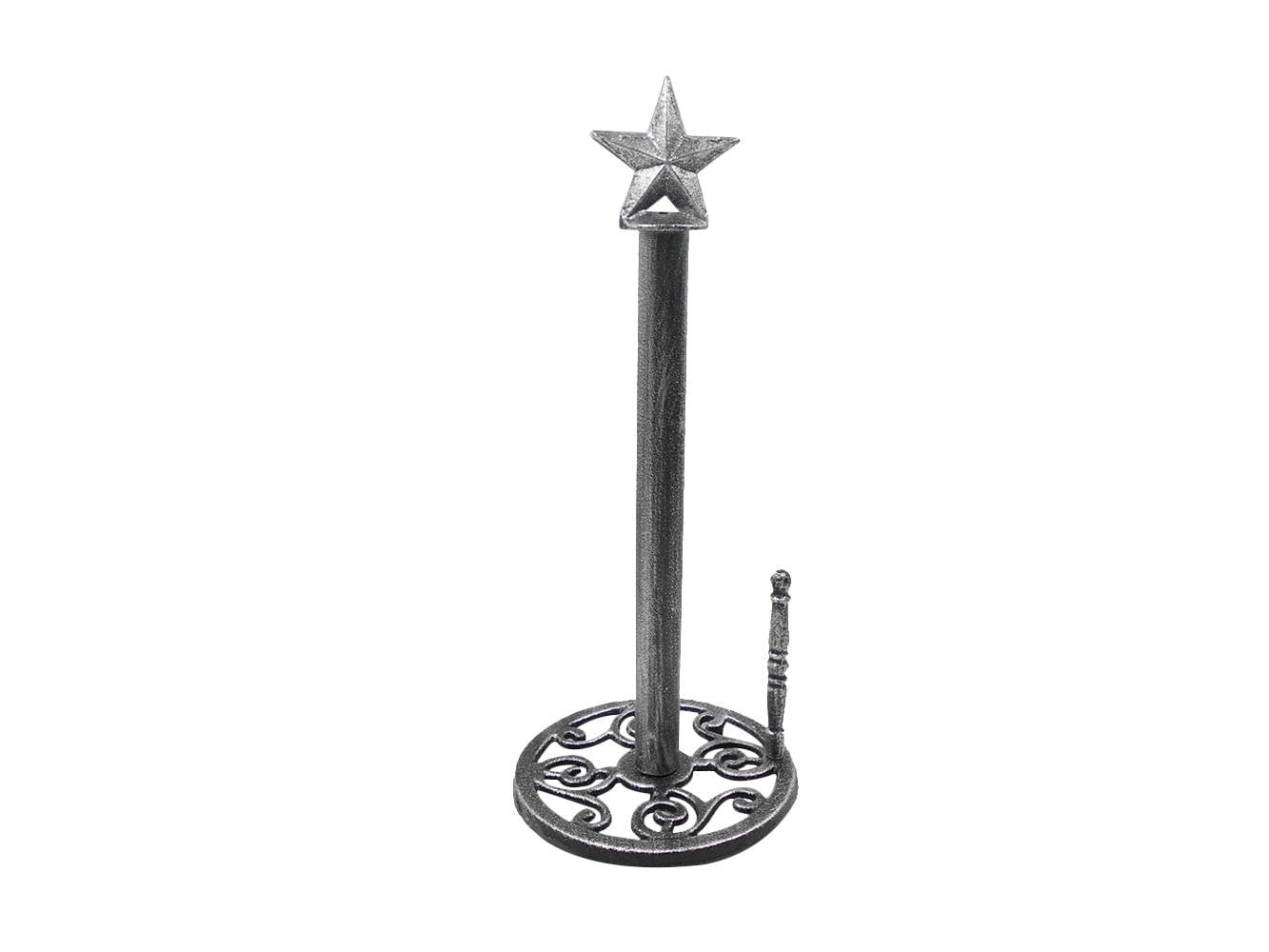 HANDCRAFTED NAUTICAL D√âCOR Rustic Silver Cast Iron Texas Star Kitchen Paper Towel Holder 16"