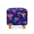 thumbnail image 2 of SCRAWLGOD Shining Jellyfish Print Violet Footstool Cover, Removable Square Slipcover with Elastic Bottom Breathable Foot Stool Protection Universal Fit for Most Footrest Sofa, 2 of 7