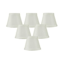 Set of 6 Clip-on Candelabra Lamp Shade Light Oatmeal Fabric 3x5x4