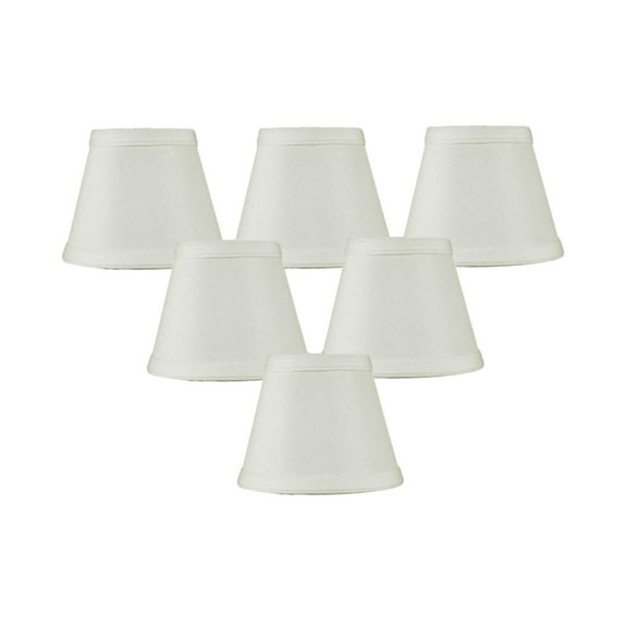 Set of 6 Clip-on Candelabra Lamp Shade Light Oatmeal Fabric 3x5x4