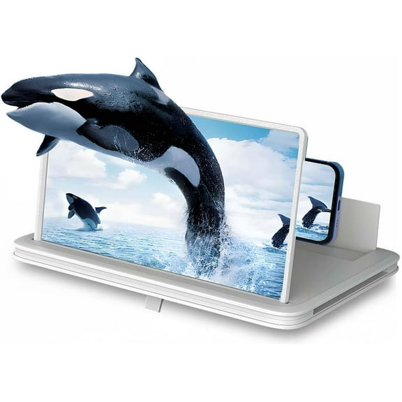 Big Screen Phone Magnifier, 2026 New HD Screen Expander, Foldable Phone Stand with Movie Screen Amplifier for Travel, Portable 3D Magnifying Screen for Elderly (White, 14 in)