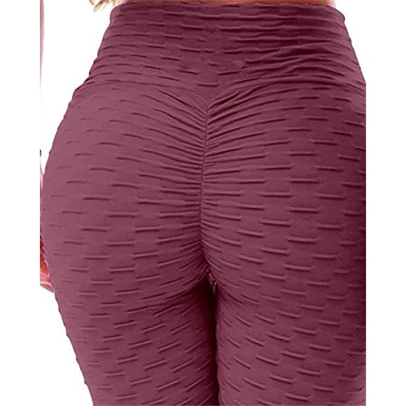 Leggings for women Butt Lifting Women Booty High Waisted Tummy Control Workout Yoga Pants Peach hip sports Leggings for girls S(Red bean paste)