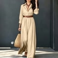 thumbnail image 6 of Aimik Women's Long Sleeve Button Down Maxi Shirt Dress Belted V-Neck Loose Fit Casual Flowy Maxi Dress, 6 of 6