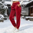 thumbnail image 4 of THNCYX Women Solid Color Elastic Waist Casual Sweat Pants With Side Pockets Relaxed Wide Drawstring Trousers, 4 of 9