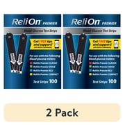 (2 pack) ReliOn Premier Blood Glucose Test Strips, 100 Count – Diabetes Blood Sugar Test Strips, No Coding, for ReliOn Premier Meters