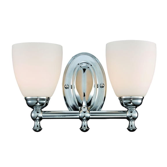Hampton Bay Solomone 2-Light Polished Chrome Vanity Light with Opal Glass Shades