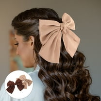 WRITWAA 2pcs Women Hair Bows for Hair Decorations Flocked Fabric Dark Brown
