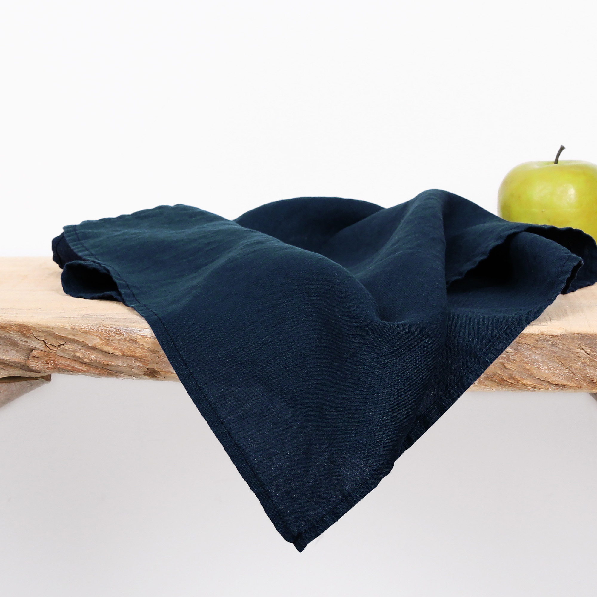 100% Linen Tea Towels 14 x 28 Inch Kitchen Dish and Hand Towels Set of 4 - Navy