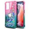 thumbnail image 2 of Compatible with Motorola Moto G Power 5G 2024 Case with Tempered Glass Screen Protector, Ring Holder/Wrist Strap, Nagebee Glitter Liquid Floating Waterfall Cute Phone Cover (Pink/Aqua), 2 of 6