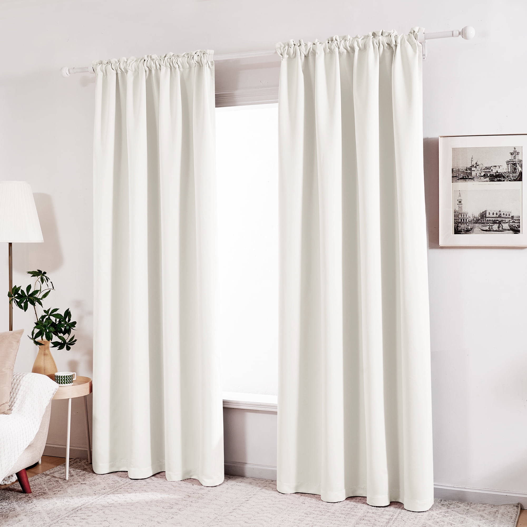 ZOPZO 100% Blackout Curtains, 52W x 84L Inch, Thermal Insulated, Cream, Drapes for Bedroom and Living Room, Set of 2 Panels
