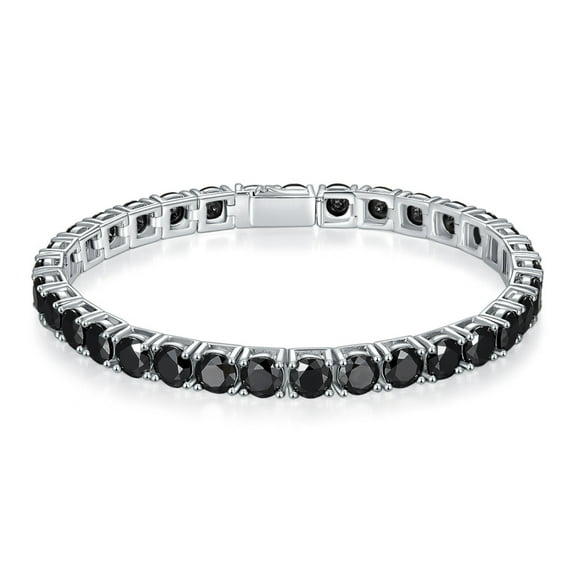6-8 Inches Black Moissanite Tennis Bracelet for Women 6.5MM Round Cut D Color VVS1 S925 Sterling Silver Lab Created Diamond Tennis Bracelet Perfect for Daily Wear
