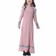 thumbnail image 5 of Vestido largo musulmán Herrnalise para niñas medianas y grandes, manga larga, cuello en V, vestido con bloques de color, 5 of 6