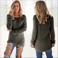 thumbnail image 2 of Duoif Sweaters for Women Trendy Womens Casual Solid Long Sleeve Jumper Sweaters Blouse Women's Sweaters Womens Tops Army Green M, 2 of 5