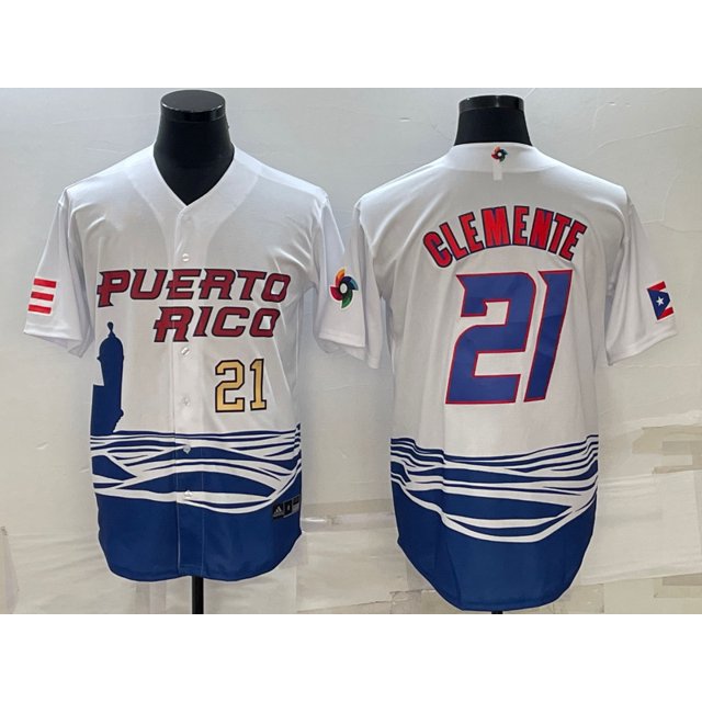 Wcb Baseball Puerto Rico Baez Lindor Molina Clemente Jersey
