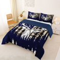 thumbnail image 2 of Manfei Rustic Country Deer Full Size Comforter Sets,Retro American Flag Bedding Comforter Set,Blue,Navy Blue Reversible,3 Pieces,1 Comforter and 2 Pillowcases, 2 of 7