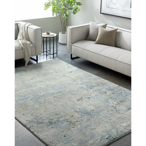 Hauteloom Zadie Living Room, Bedroom Area Rug - Contemporary - High Pile - Light Gray, Peach, Pale Blue - 5'3" x 7'