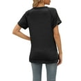 thumbnail image 5 of Franhais Women Casual Style T-shirt, Adults Loose Solid Color Short Sleeve Round Neck Pullover, 5 of 9
