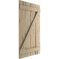 thumbnail image 3 of Ekena Millwork 23 1/2"W x 68"H Rustic Four Board Spaced Board-n-Batten Hand Hewn Faux Wood Shutters w/Z-Board (Per Pair), Primed Tan, 3 of 10