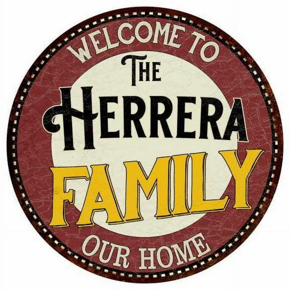The Herrera Family 14" Round Metal Sign Kitchen Game Room Decor 100140038176